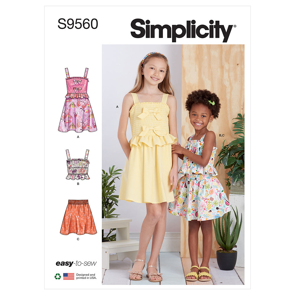 SIMPLICITY S9560 Children And Girls' Dress, Top, And Skirt
