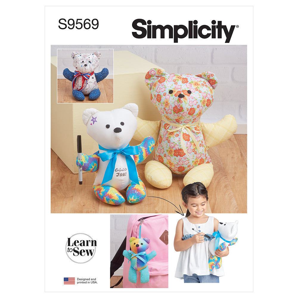 SIMPLICITY S9569 Learn To Sew Plush Memory Bears