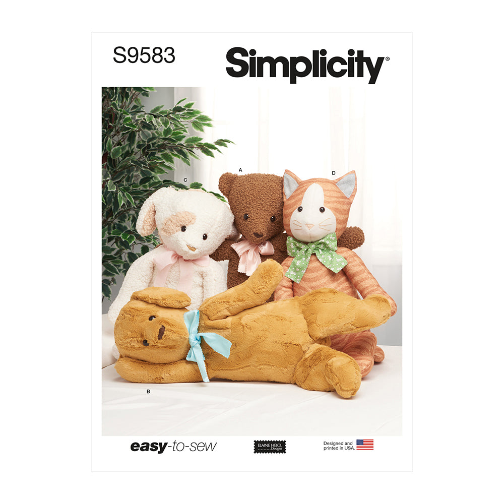SIMPLICITY S9583 Poseable Plush Animal By Elaine Heigl