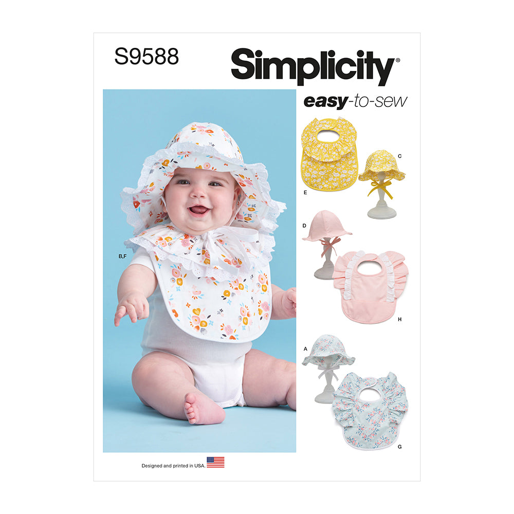 SIMPLICITY S9588 Babies' Hats And Bibs