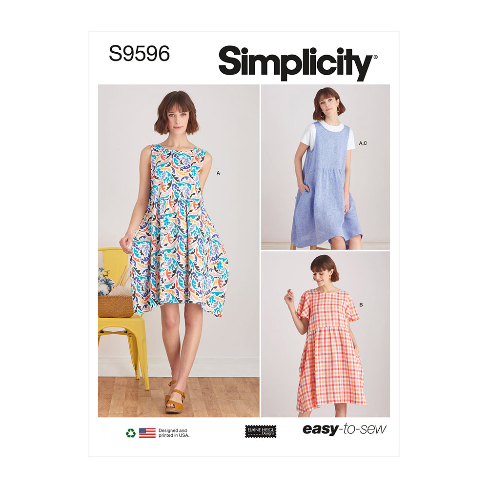 SIMPLICITY S9596 Misses' Pullover Dress And Knit Top By Elaine Heigl