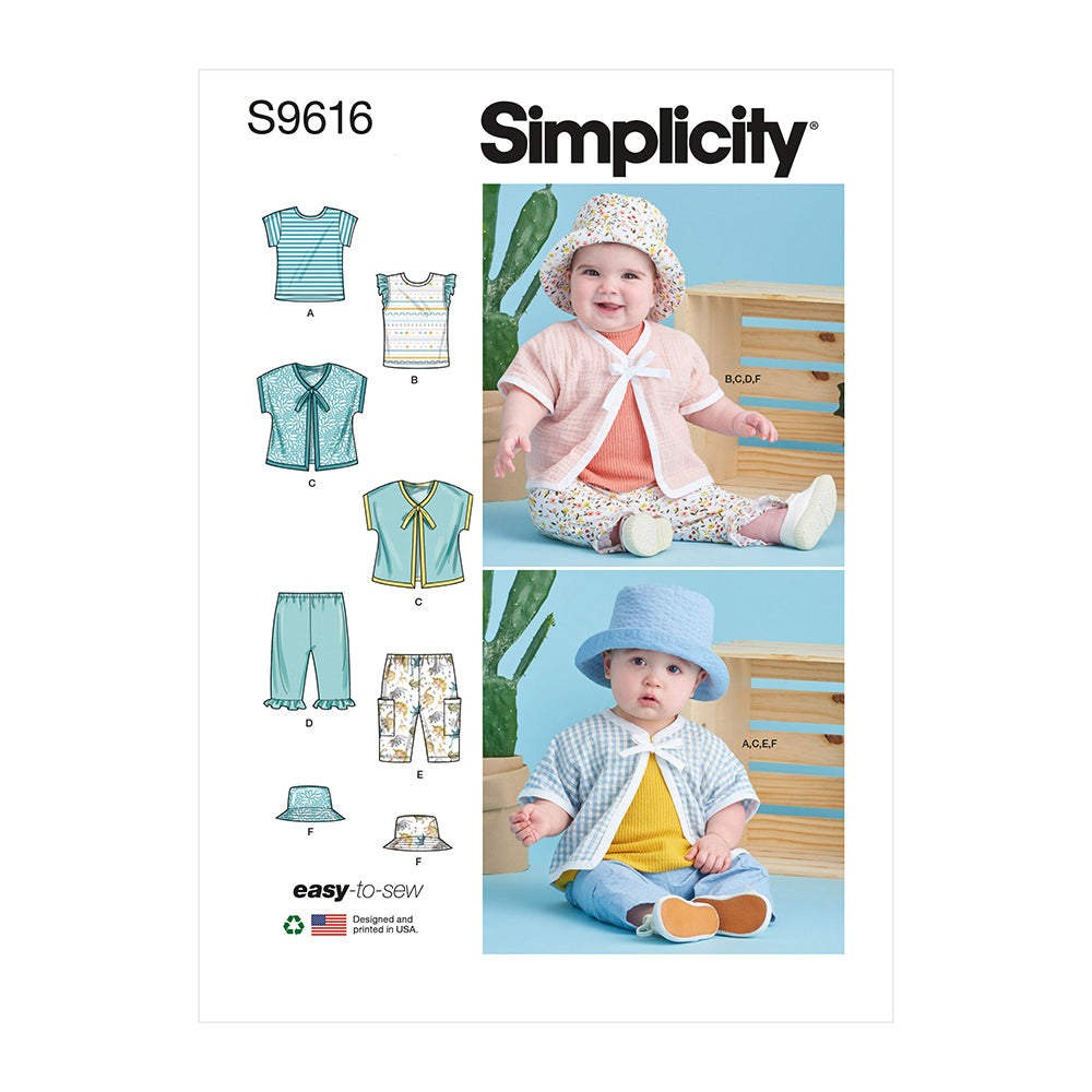 SIMPLICITY S9616 Babies' Tee-Shirt, Jacket, Pants And Hat