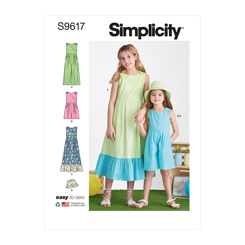 SIMPLICITY S9617 Children And Girls' Jumpsuit, Romper And Dress