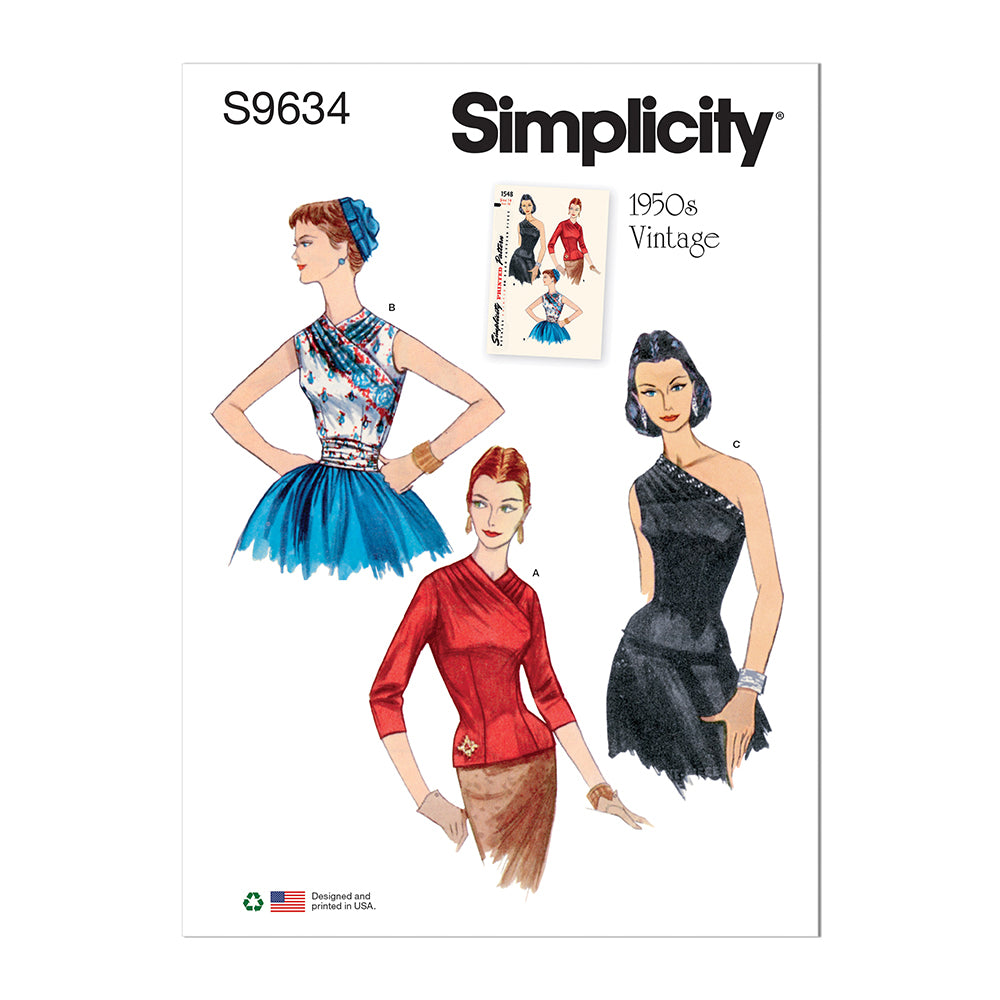 SIMPLICITY S9634 Misses' Vintage Blouses And Cummerbund