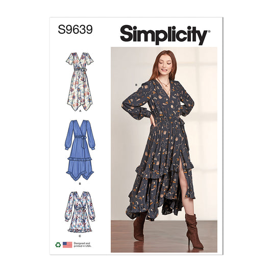 SIMPLICITY S9639 Misses' Midi Wrap Dress