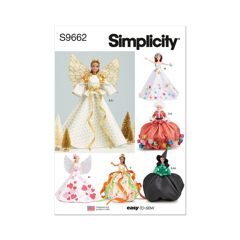 SIMPLICITY S9662 Holiday Fashion Doll Clothes