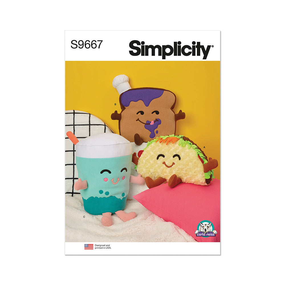 SIMPLICITY S9667 Plush Taco, Toast, And Bubble Tea By Carla Reiss