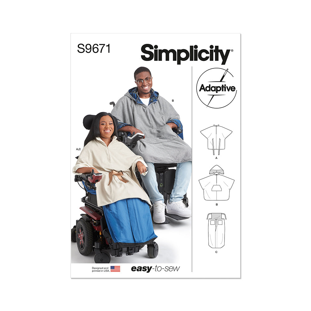 SIMPLICITY S9671 Poncho With Detachable Hood And Wheelchair Blanket