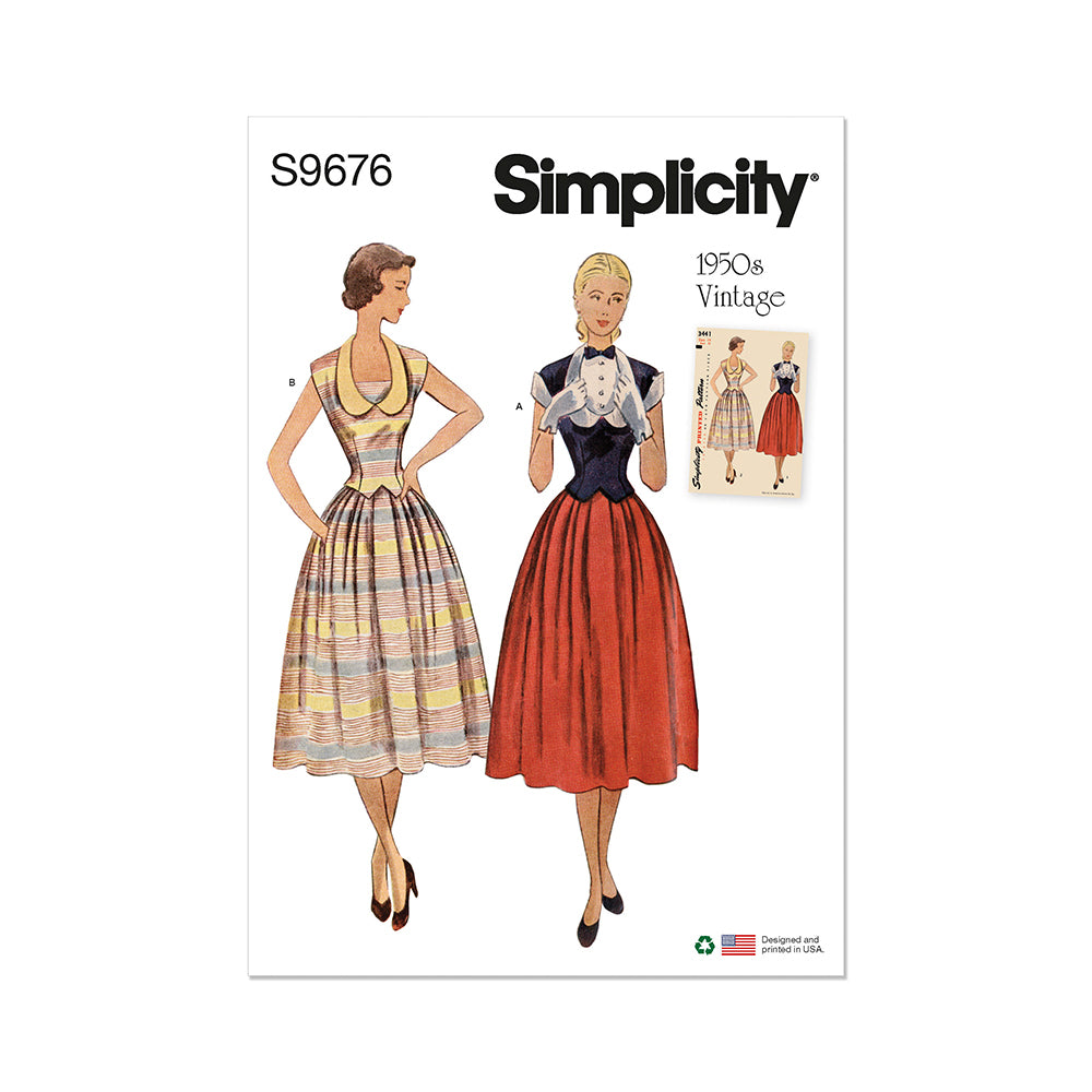 SIMPLICITY S9676 Misses' Vintage Two-Piece Dress