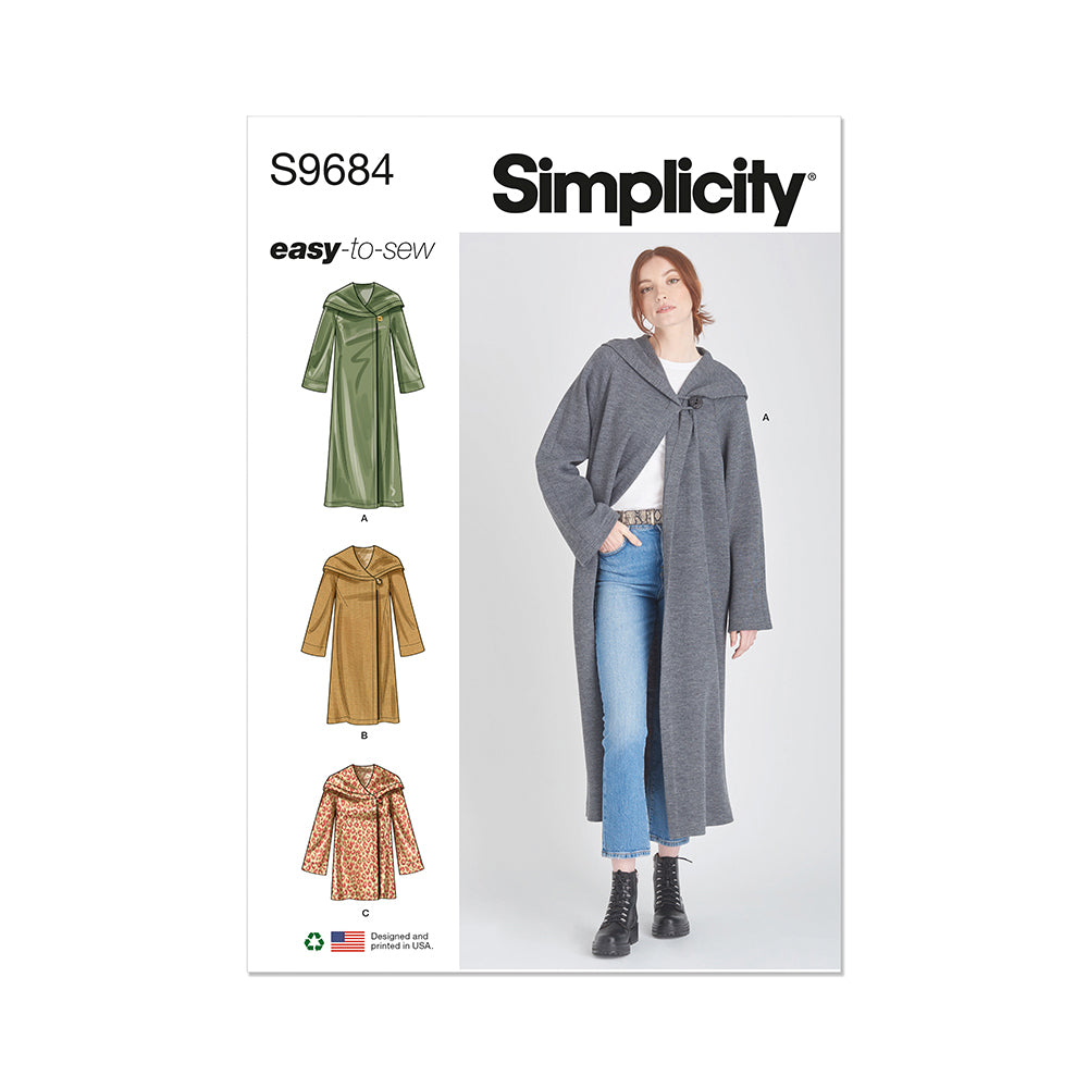 SIMPLICITY S9684 Misses' Hooded Coats And Jacket With Length Variations