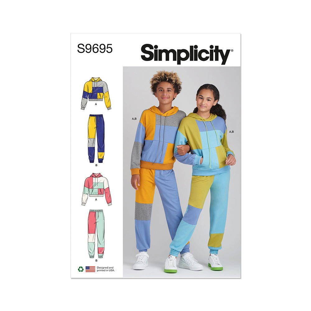SIMPLICITY S9695 Girls And Boys' Hoodie And Jogger Set