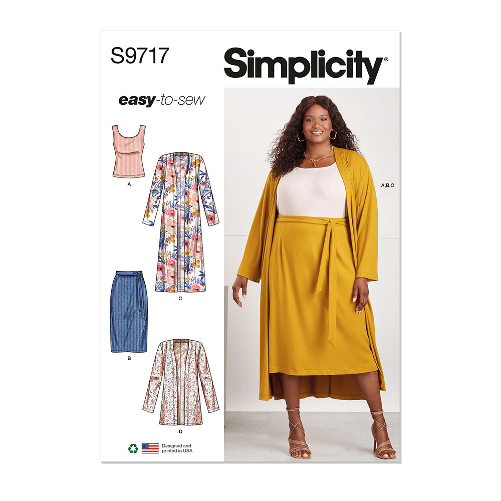 SIMPLICITY S9717 Women’s Knit Top, Cardigan And Skirt