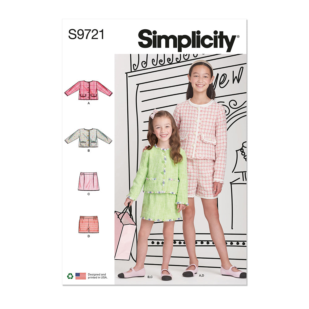 SIMPLICITY S9721 Children And Girls' Jacket, Skirt And Shorts