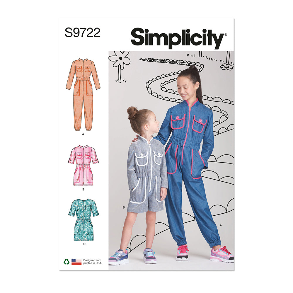 SIMPLICITY S9722 Children And Girls' Jumpsuit, Romper And Dress