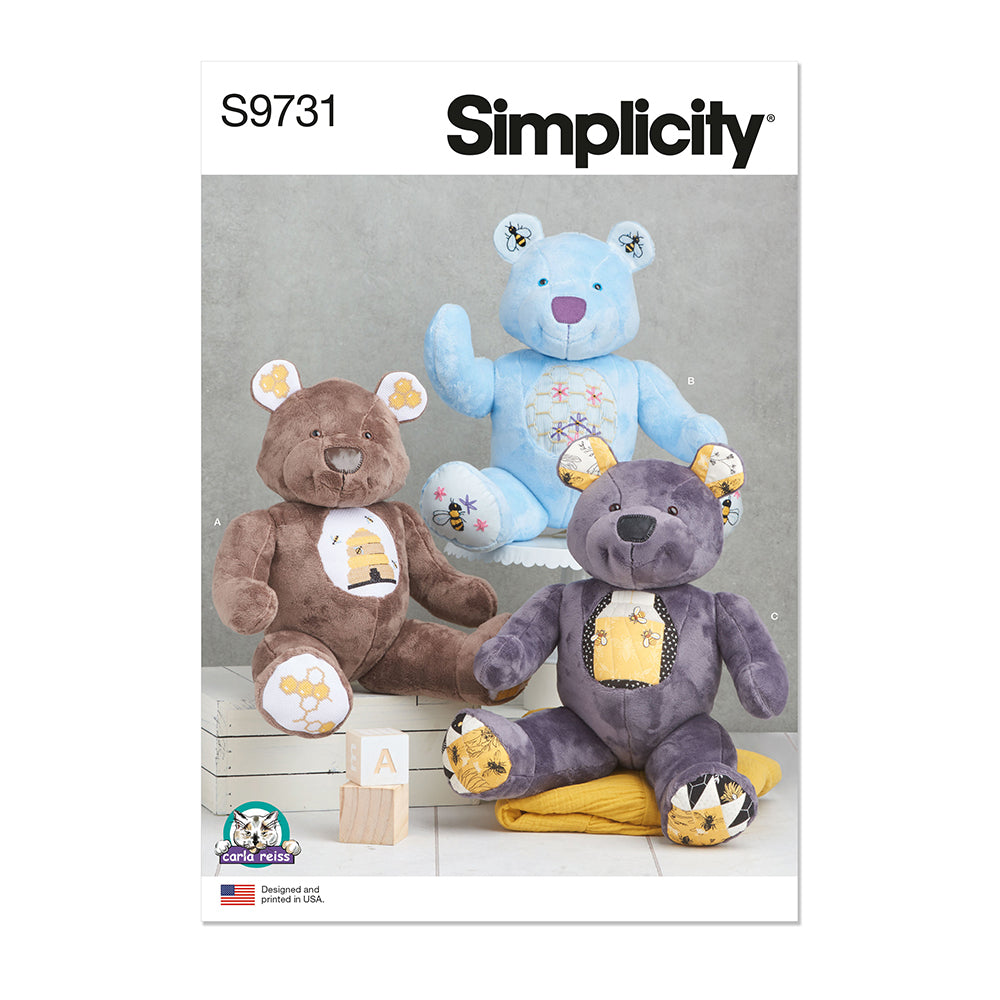 SIMPLICITY S9731 Stuffed Animal Bear By Carla Reiss Design