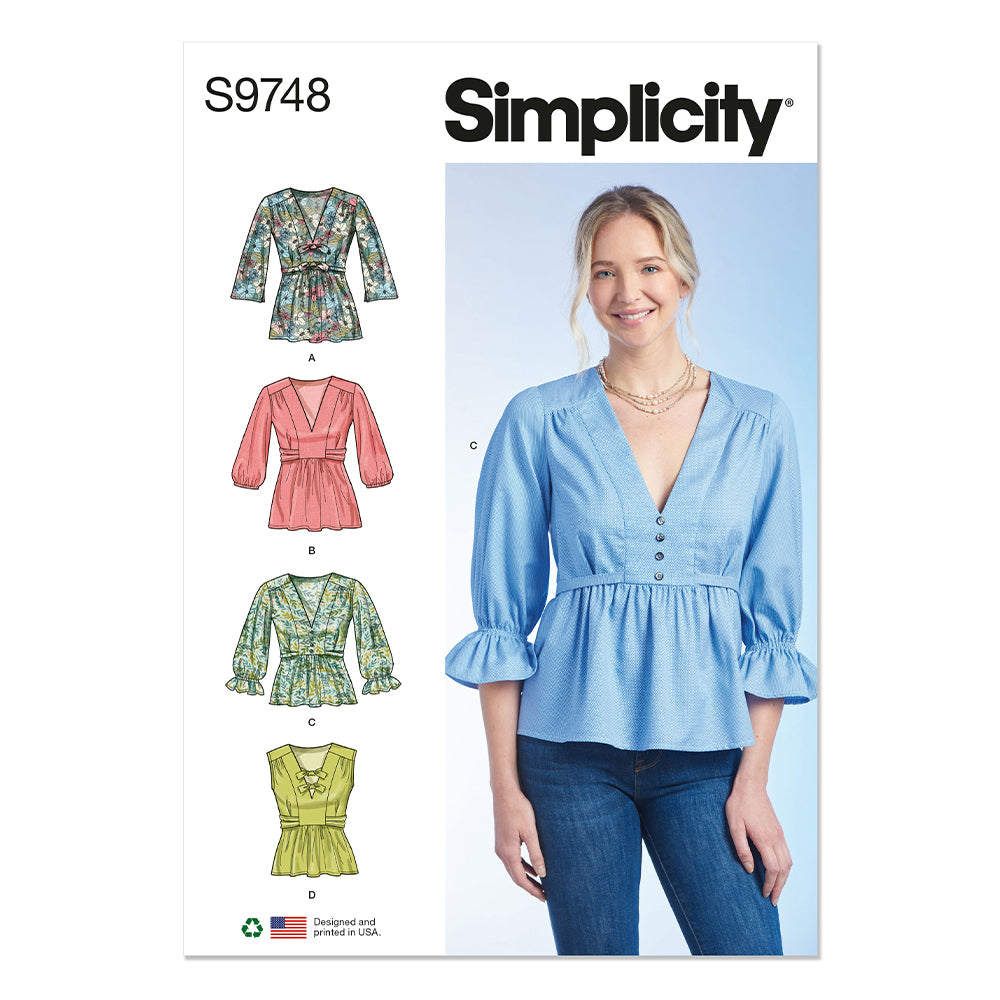 SIMPLICITY S9748 Misses' Top With Sleeve Variations