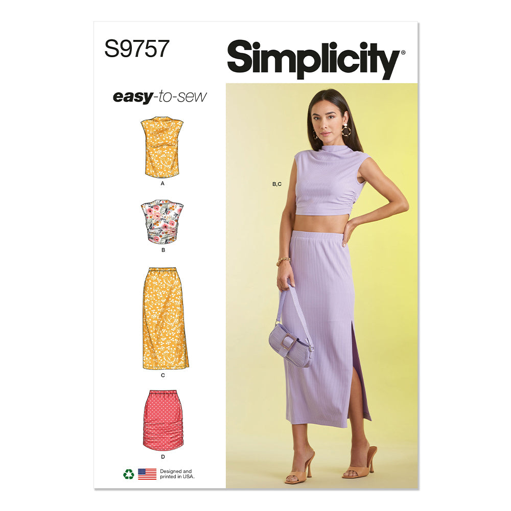 SIMPLICITY S9757 Misses' Knit Top And Skirt In Two Lengths