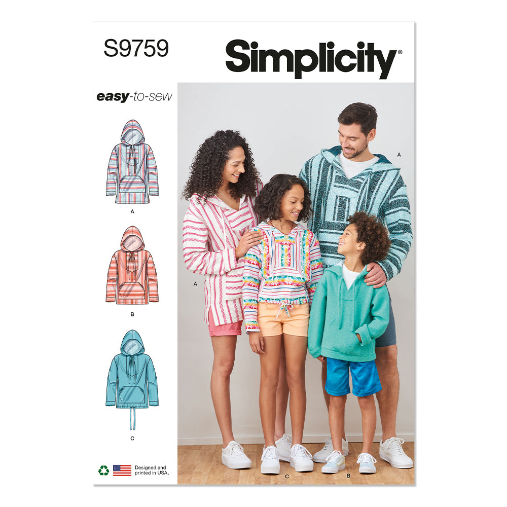 SIMPLICITY S9759 Children, Teens, And Adults' Hoodie