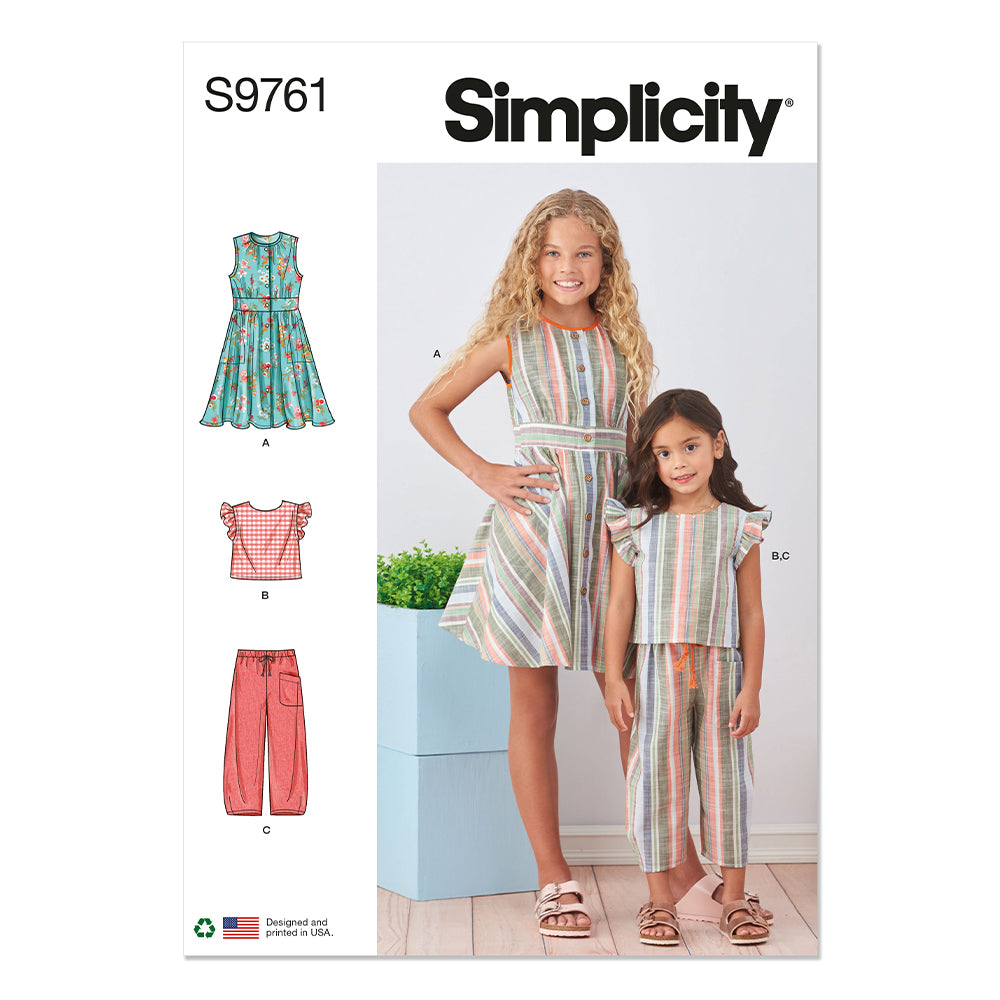 SIMPLICITY S9761 Children And Girls' Dress, Top, And Pants