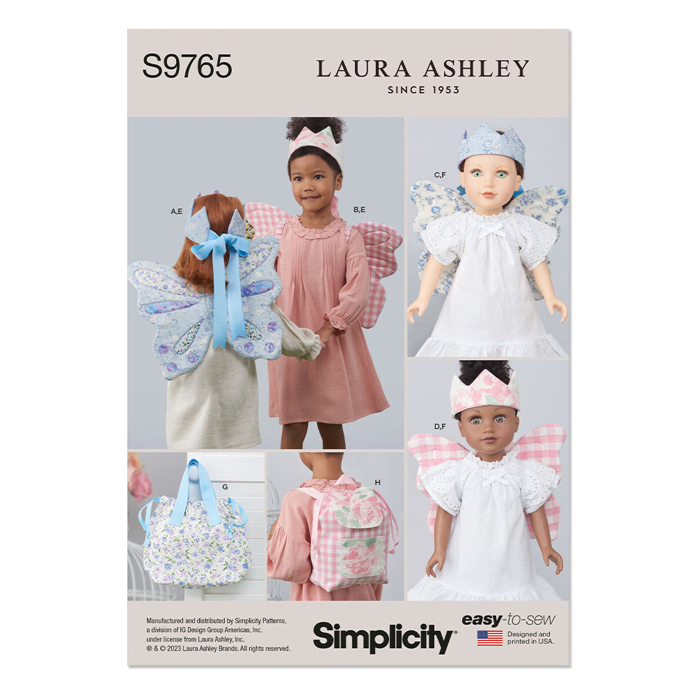 SIMPLICITY S9765 Children’s Wings, Crown, Tote, Backpack And Wings And Crown For Doll Or Plush Animal