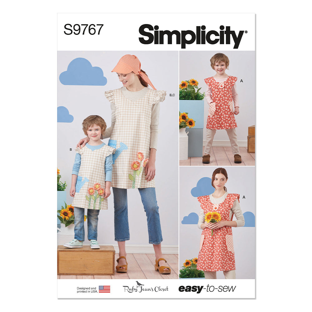 SIMPLICITY S9767 Children And Misses' Wrap Around Apron And Scarf Hat By Ruby Jean’s Closet