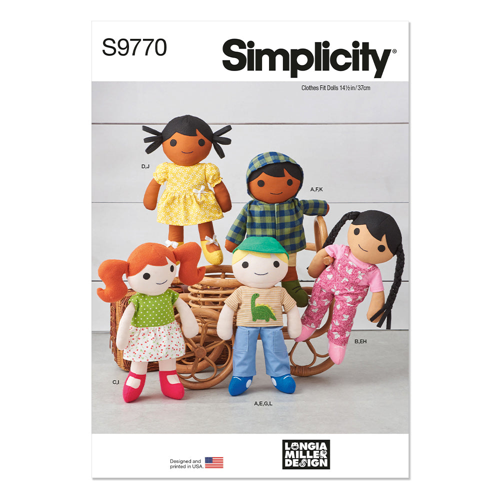 SIMPLICITY S9770 14 1 And 2in Cloth Dolls And Clothes By Longia Miller