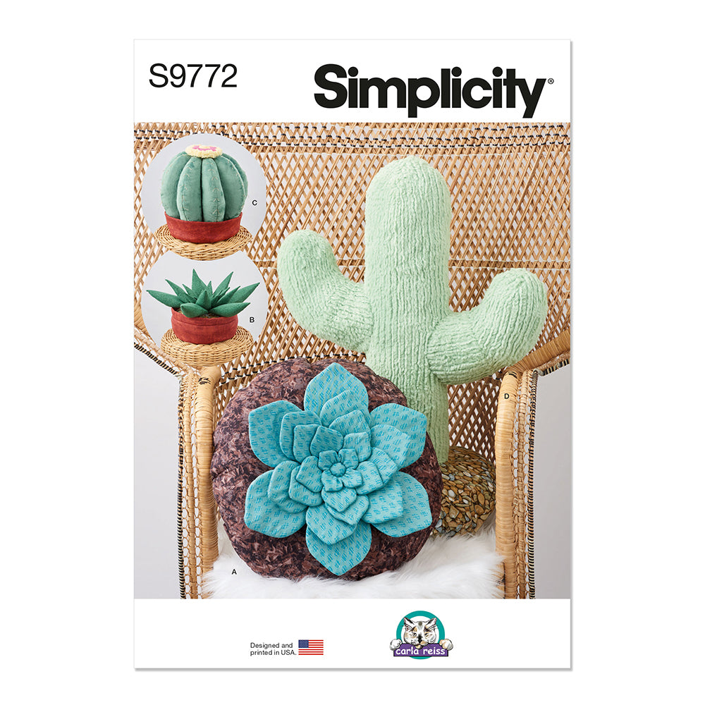 SIMPLICITY S9772 Decorative Succulent And Cactus Plush Pillows By Carla Reiss Design