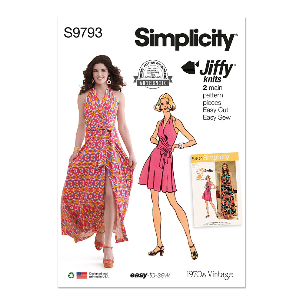 SIMPLICITY S9793 Misses' Knit Front-Wrap Halter-Dress In Two Lengths