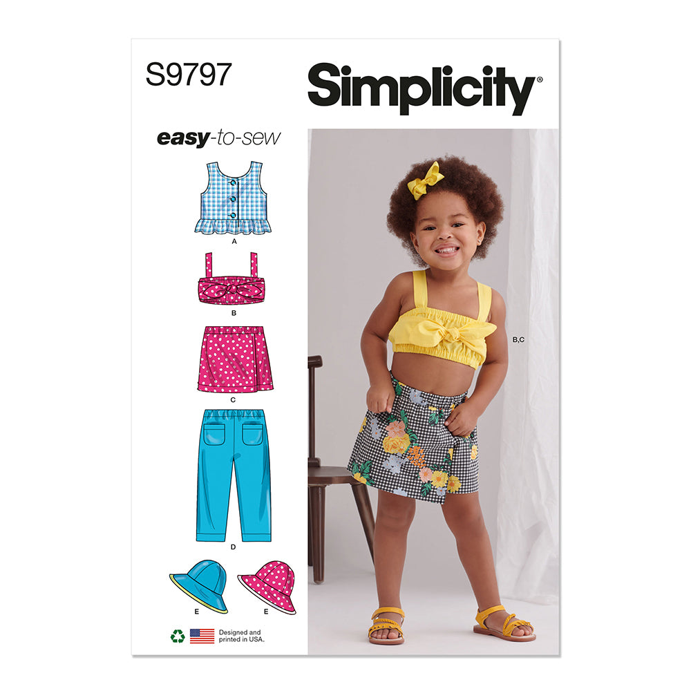 SIMPLICITY S9797 Toddlers' Top, Skort, Pants And Hat In Three Sizes
