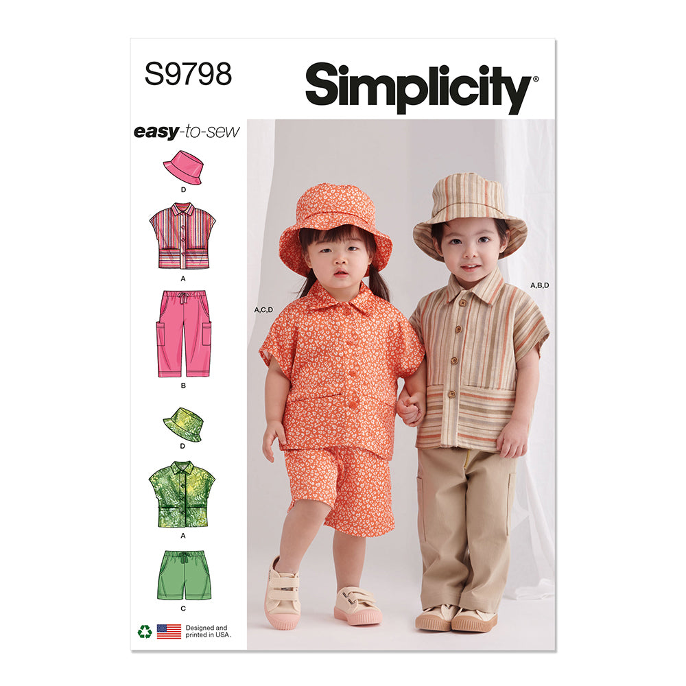 SIMPLICITY S9798 Toddlers' Top, Pants, Shorts And Hat In Three Sizes