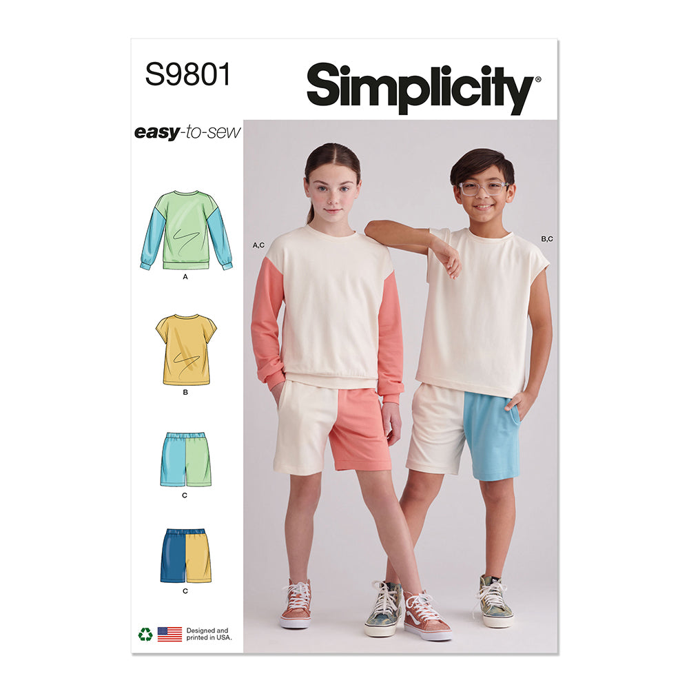 SIMPLICITY S9801 Girls And Boys' Sweatshirt And Shorts
