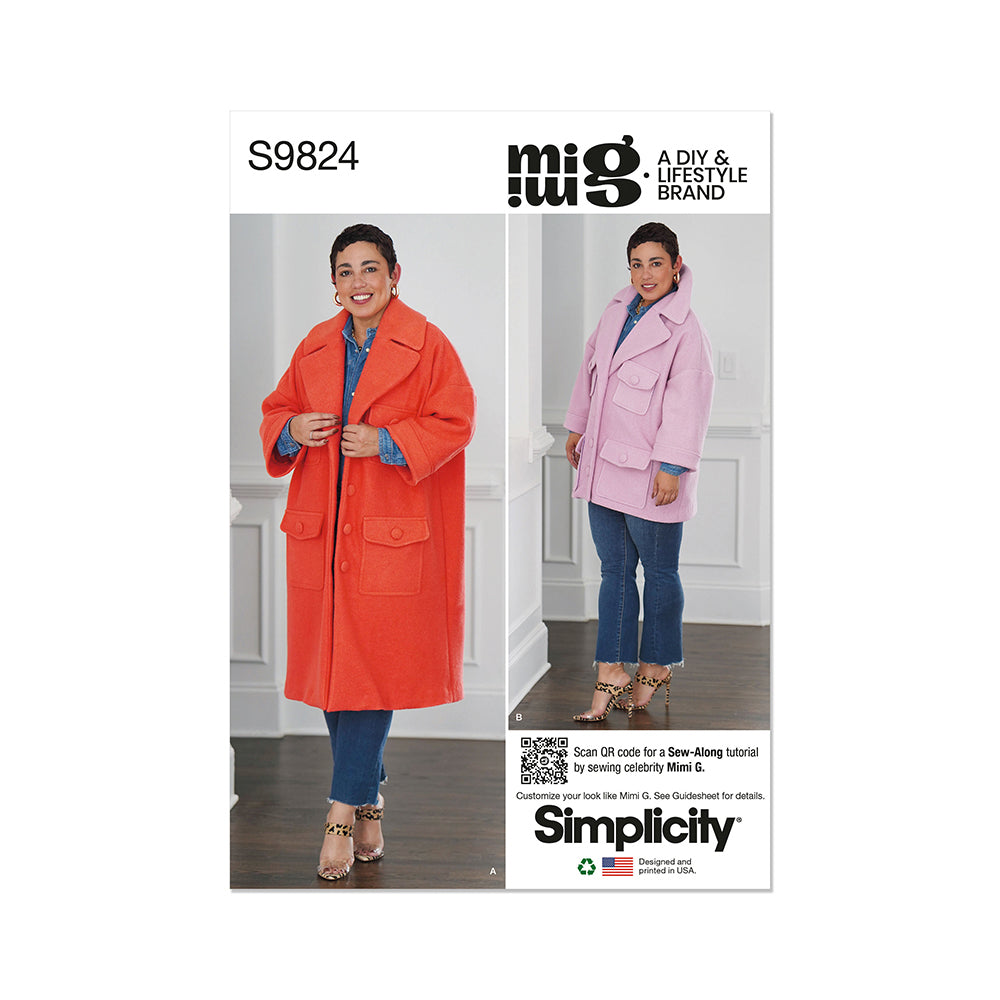 SIMPLICITY SS9824A Misses' Coat in Two Lengths by Mimi G Style