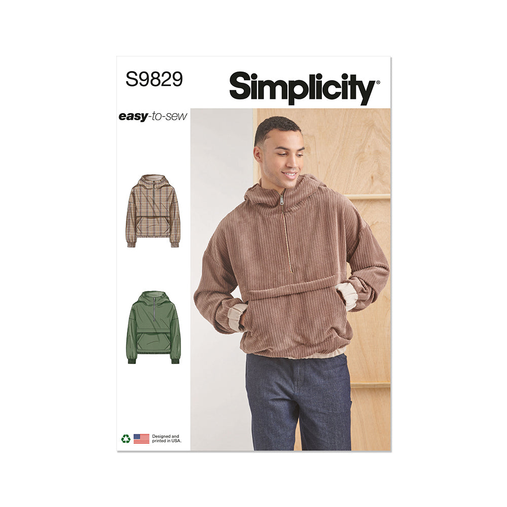 SIMPLICITY S9829 Men’s Half Zip Hoodie
