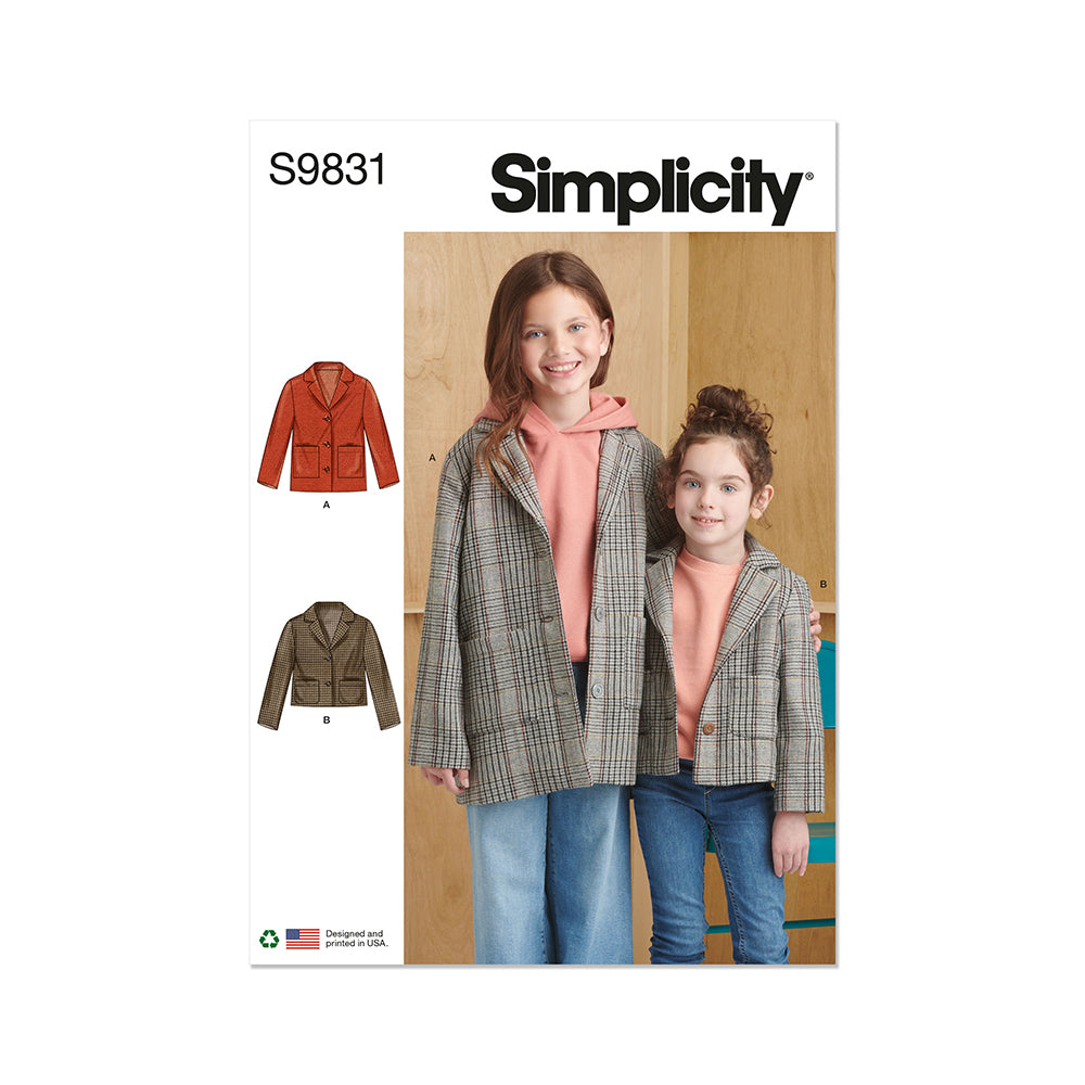 SIMPLICITY S9831 Children And Girls' Jacket In Two Lengths
