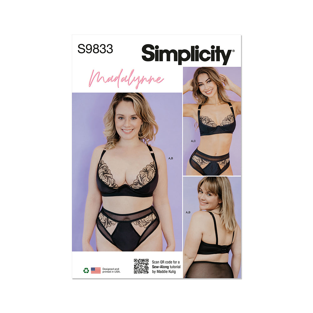 SIMPLICITY SS9833A Misses' and Women's Bra, Panty and Thong by Madalynne Intimates