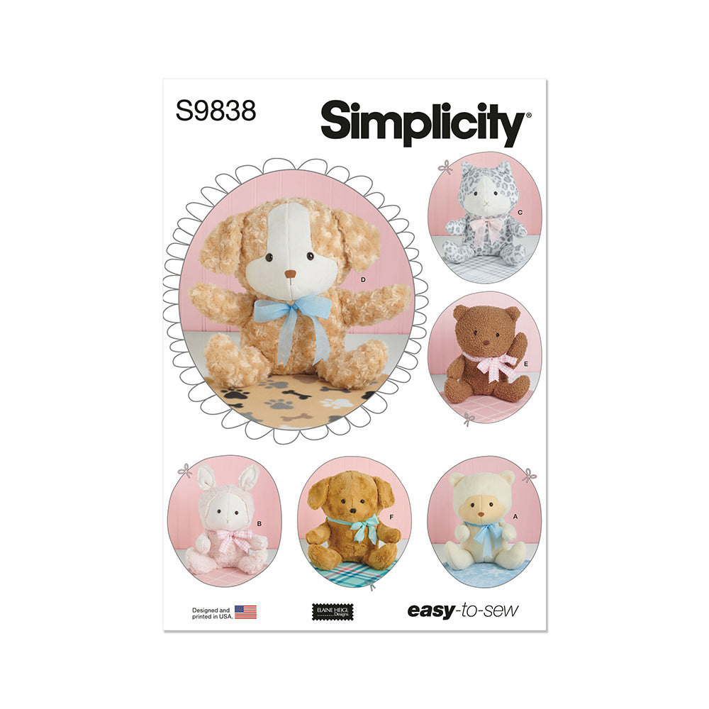 SIMPLICITY S9838 Plush Animal And Blanket
