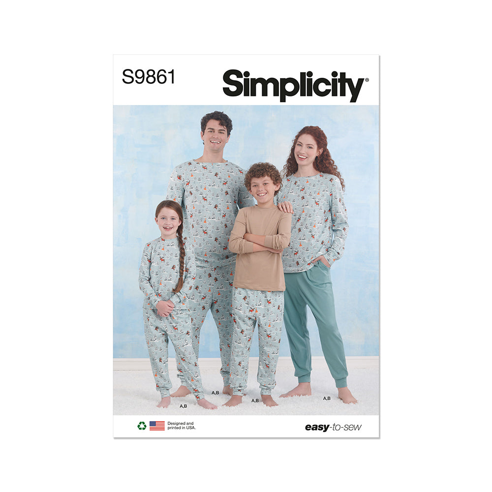SIMPLICITY S9861 Children's, Teens' and Adults' Knit Loungewear