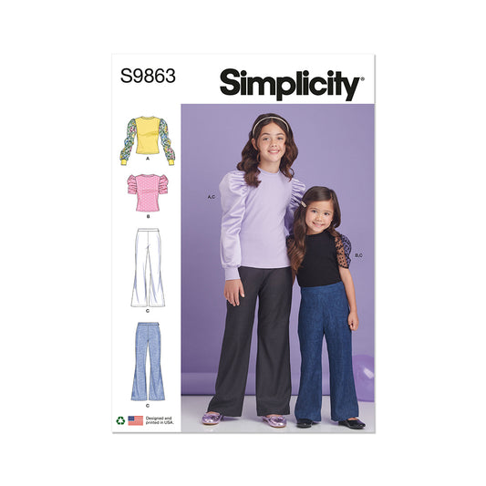 SIMPLICITY S9863 Children's and Girls' Top and Pants
