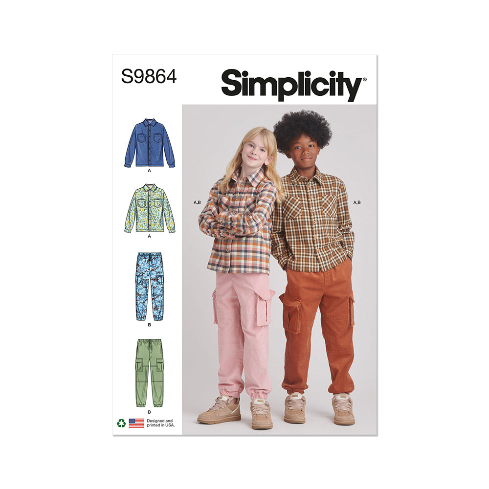 SIMPLICITY S9864 Girls' and Boys' Shirt and Cargo Pants