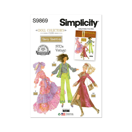 SIMPLICITY S9869 Doll Clothes for 11 1/2" Fashion Doll by Theresa LaQuey