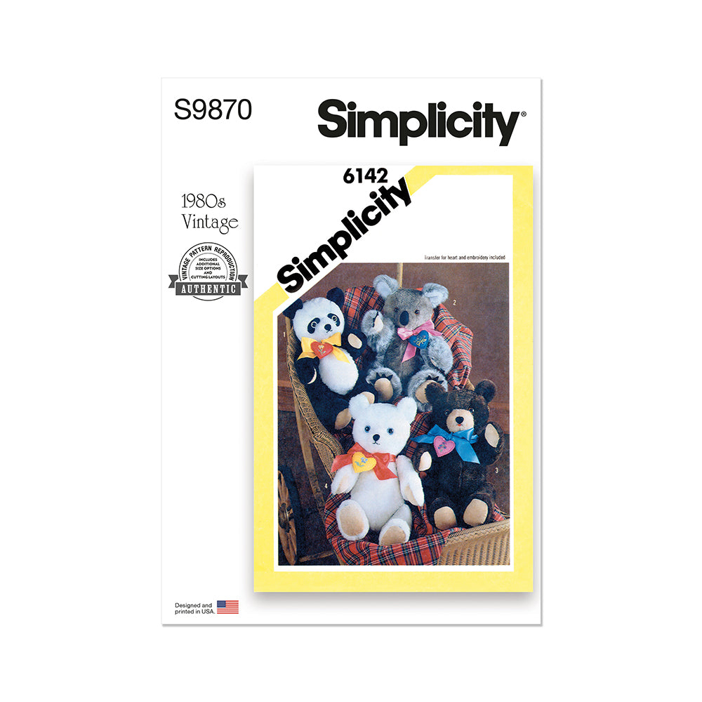 SIMPLICITY S9870 Plush Bears