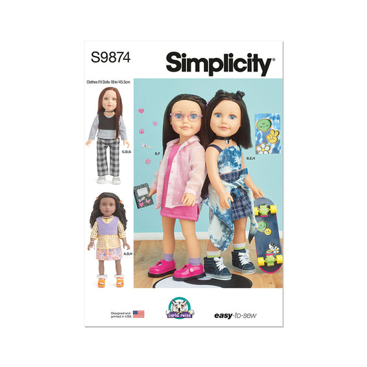 SIMPLICITY S9874 18" Doll Clothes by Carla Reiss Design