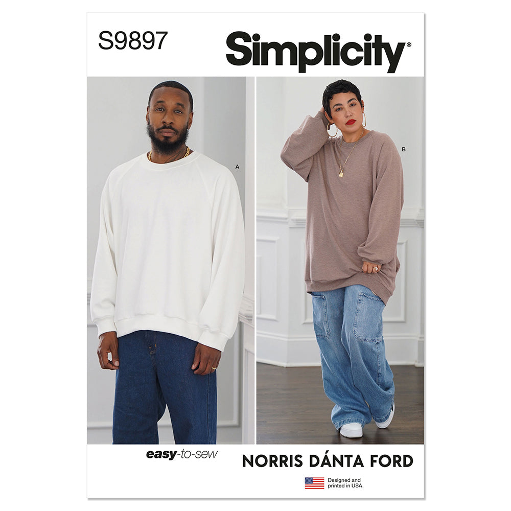 SIMPLICITY S9897 Unisex Sweatshirt In Two Lengths By Norris Danta Ford