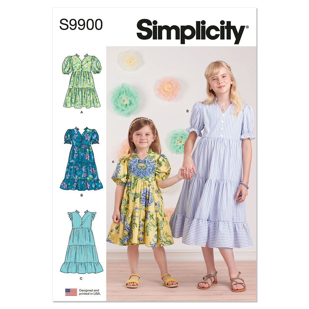 SIMPLICITY S9900 Children'S And Girls' Dress With Sleeve And Length Variations