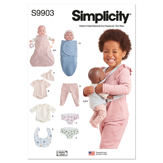 SIMPLICITY S9903 15” Doll Clothes And Accessories By Andrea Schewe Designs
