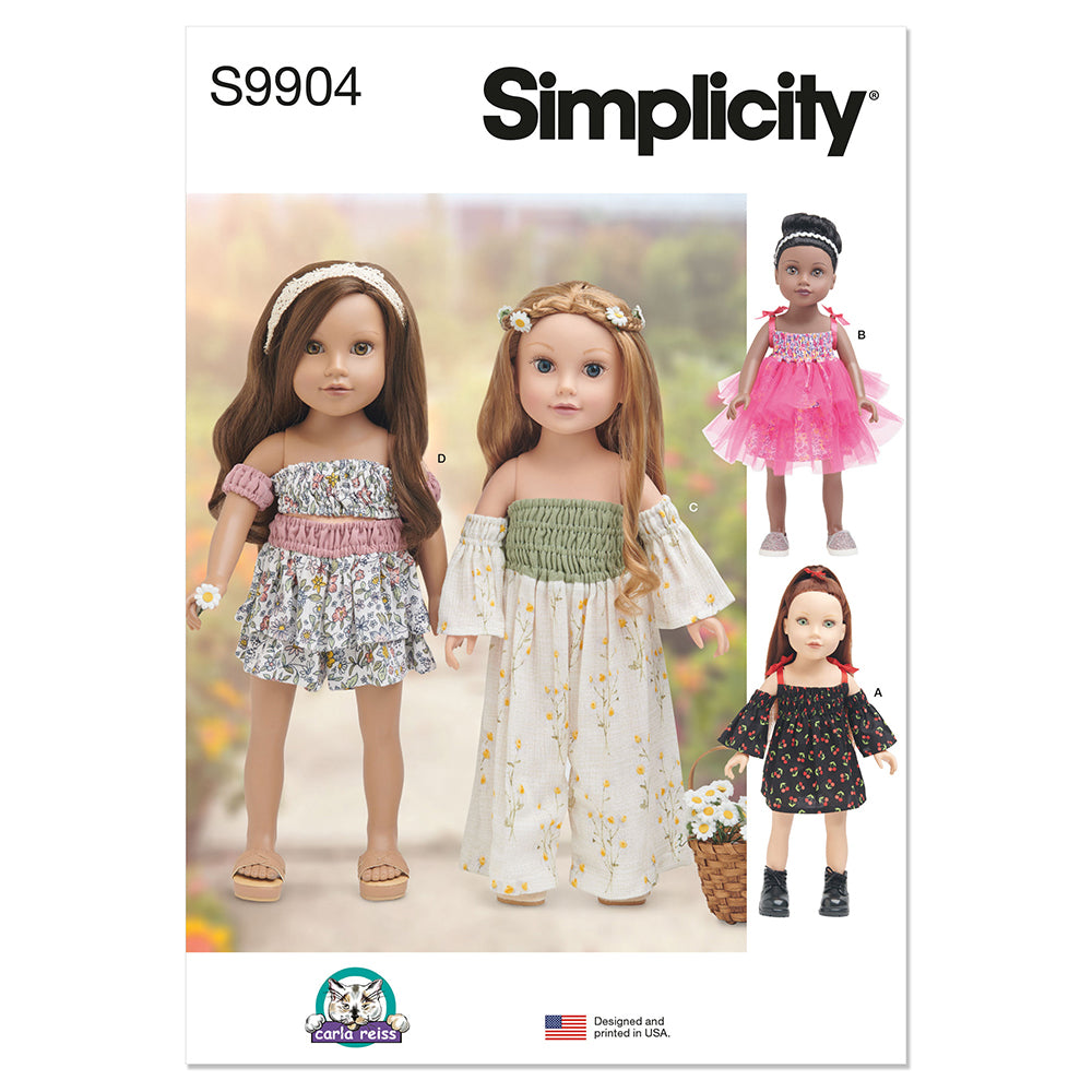 SIMPLICITY S9904 18" Doll Clothes By Carla Reiss Design