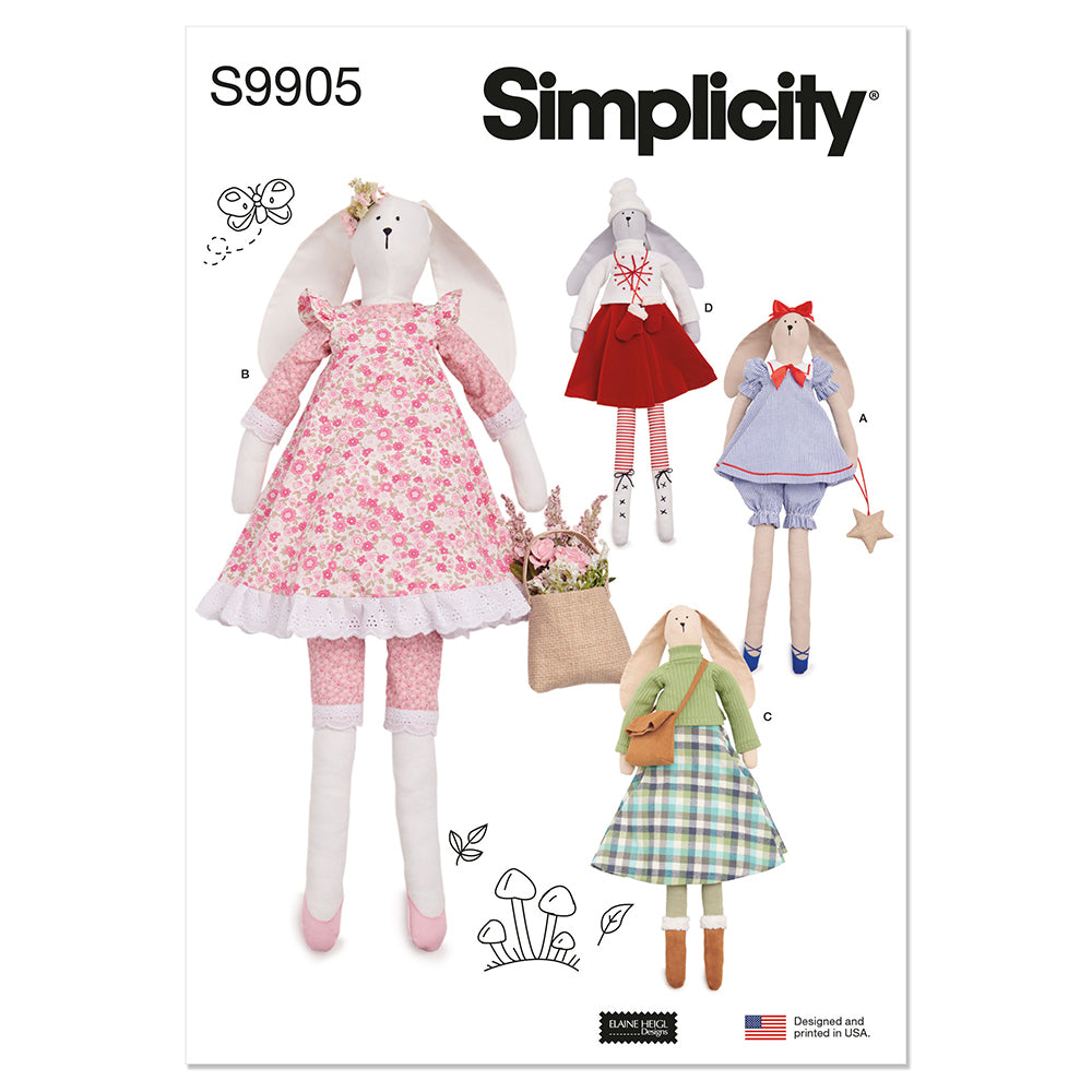 SIMPLICITY S9905 Slender Plush Bunny And Clothes By Elaine Heigl Designs