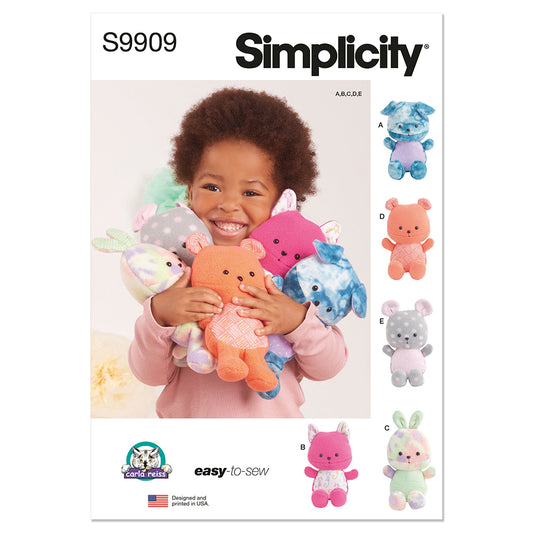 SIMPLICITY S9909 Plush Animals By Carla Reiss Design