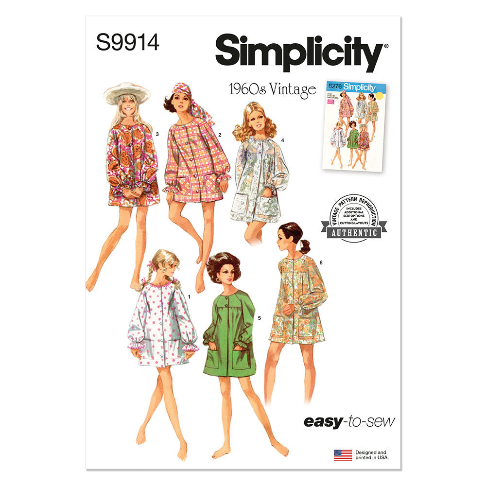 SIMPLICITY VINTAGE S9914 Misses' Beach Cover-Up and Robe