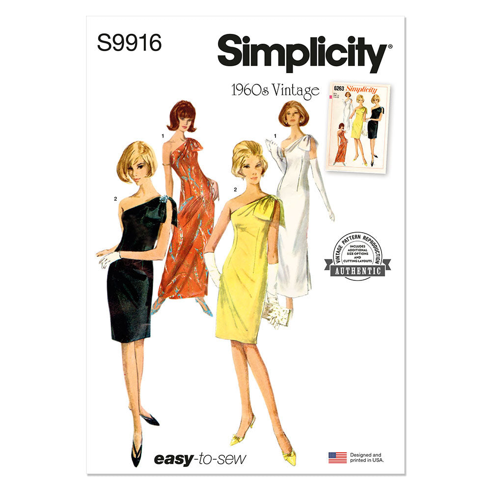 SIMPLICITY VINTAGE S9916 Misses' Dress in Two Lengths